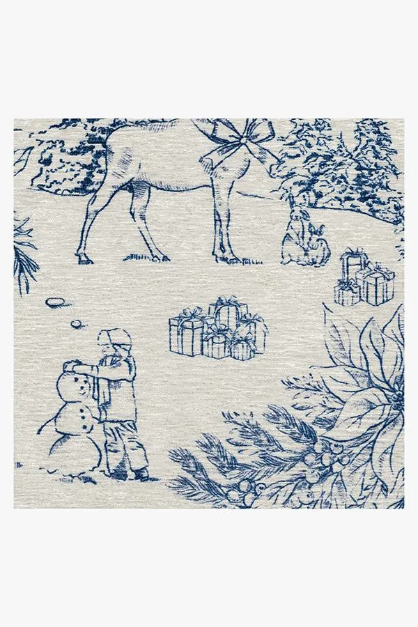 Winter Toile Blue Tufted Rug