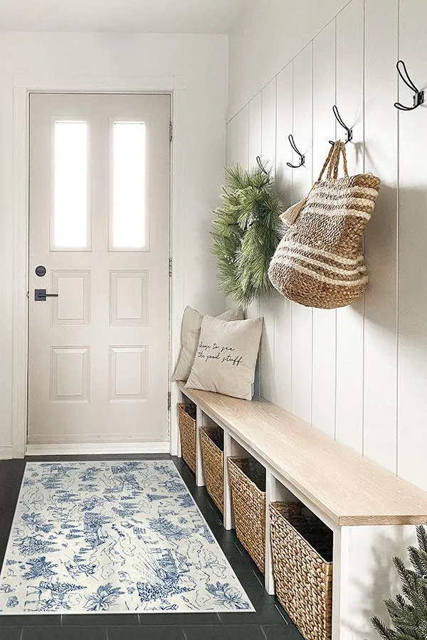 Winter Toile Blue Tufted Rug