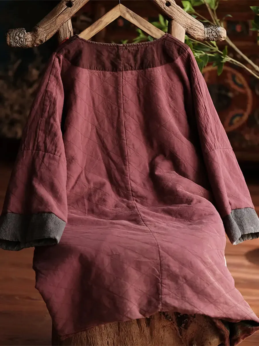 Women Spliced Loosse Linen Coat