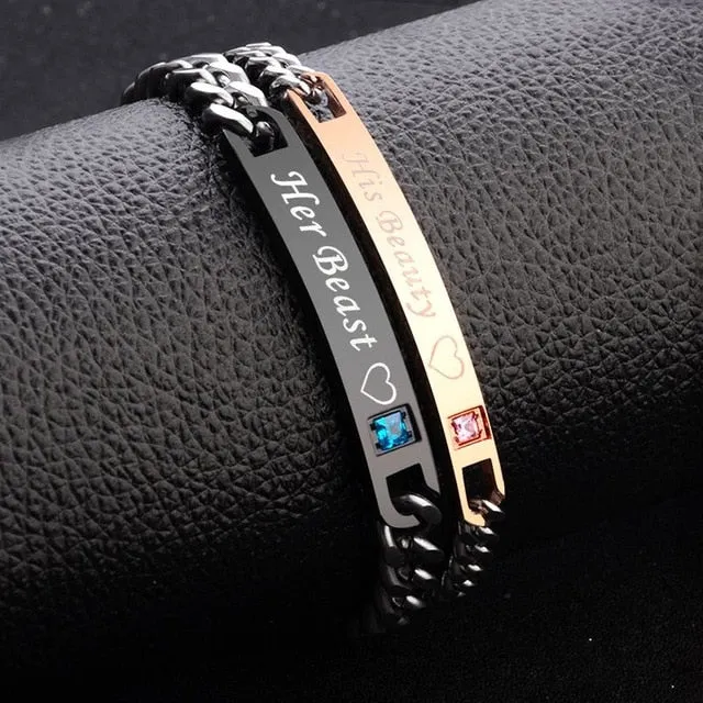 Womens Crystal Heart Charm Bracelet
