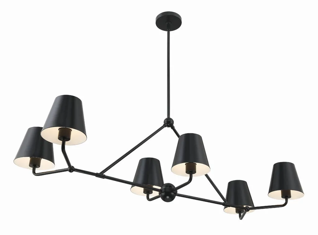 Xavier 6 Light Matte Black Chandelier